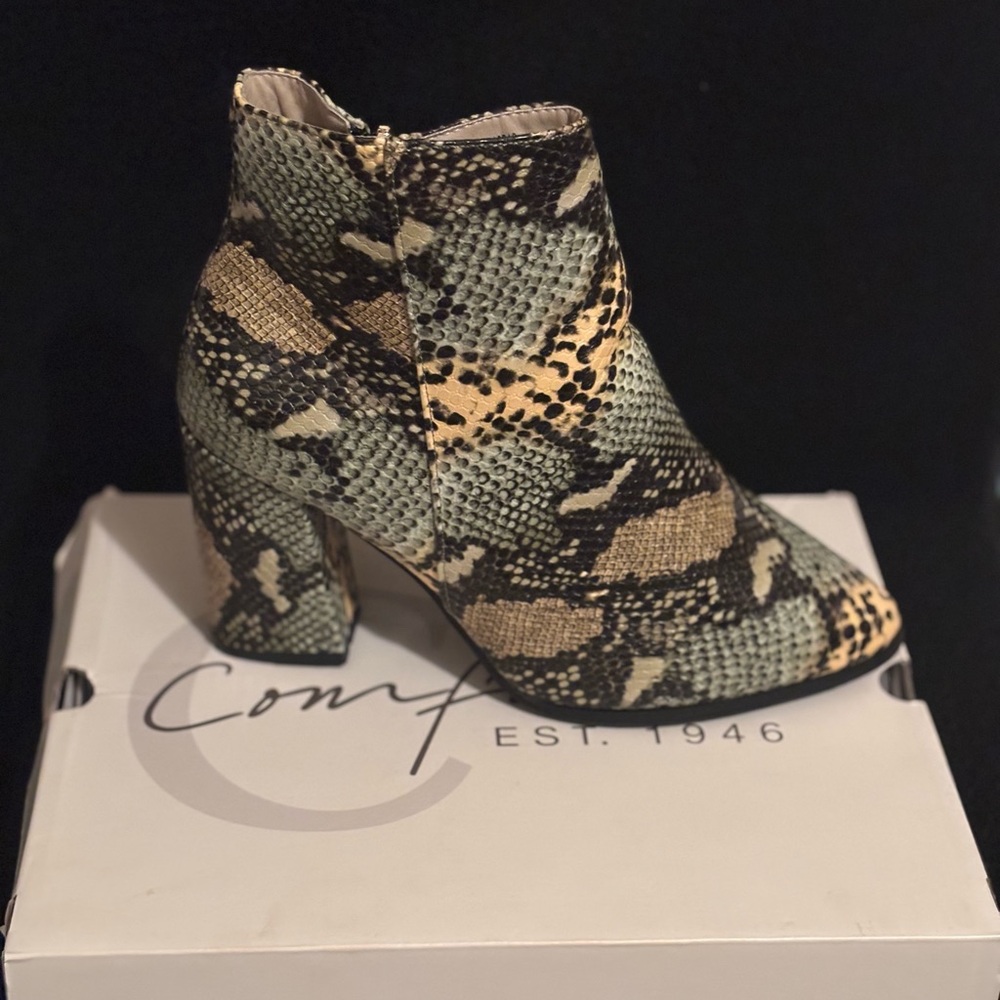 Green Snakeskin Ankle Boots